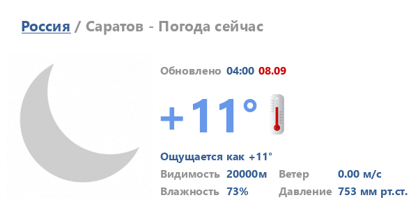 Погода в Саратове на сегодня