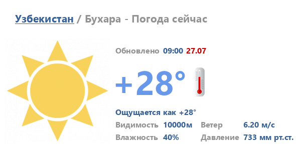Погода по часам в Бухаре (Узбекистан) сегодня, точный прогноз - Погода leon-obzor.ru